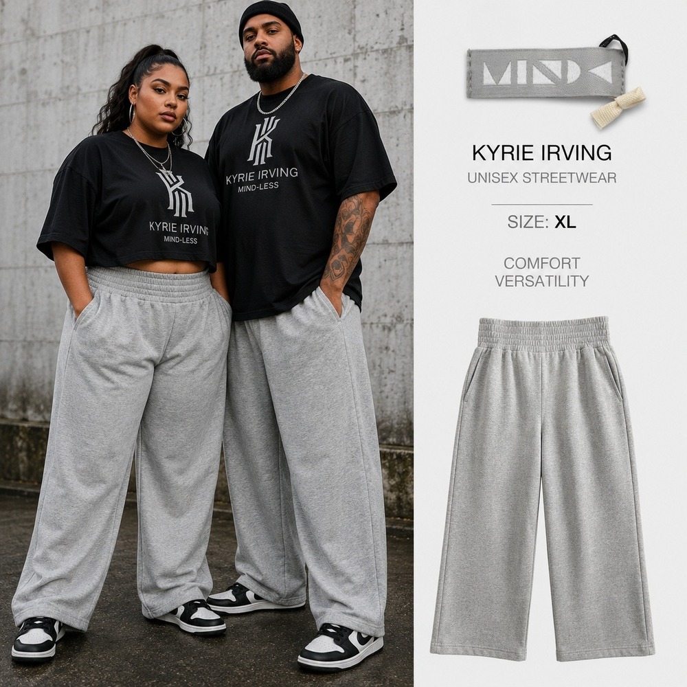 NEW Mind-Less Vita Alta Sweatpant Unisex XL Gray Wide Leg Lounge Pant Athleisure